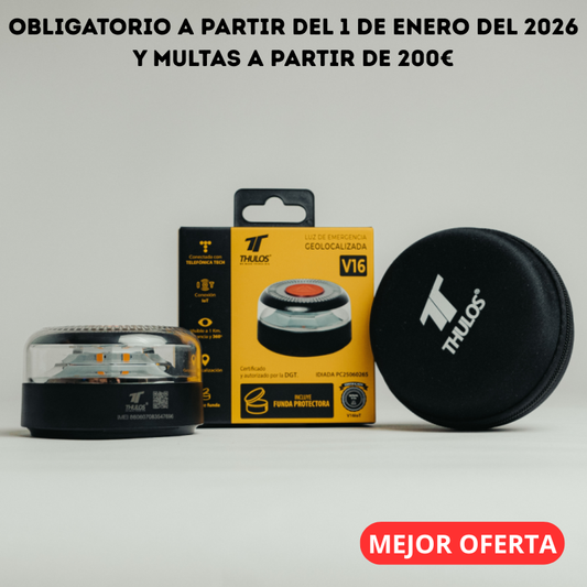 Pack 2 Balizas de emergencia con geolocalización certificada por la DGT + Funda Protectora
